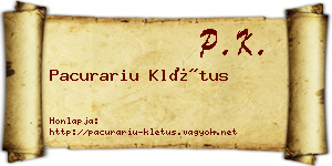 Pacurariu Klétus névjegykártya